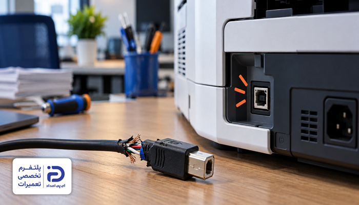 قطع یا خراب بودن کابل USB علت در دسترس نبودن پرینتر