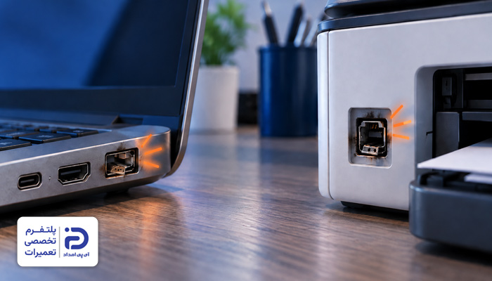 خرابی پورت USB کامپیوتر یا پرینتر علت در دسترس نبودن پرینتر
